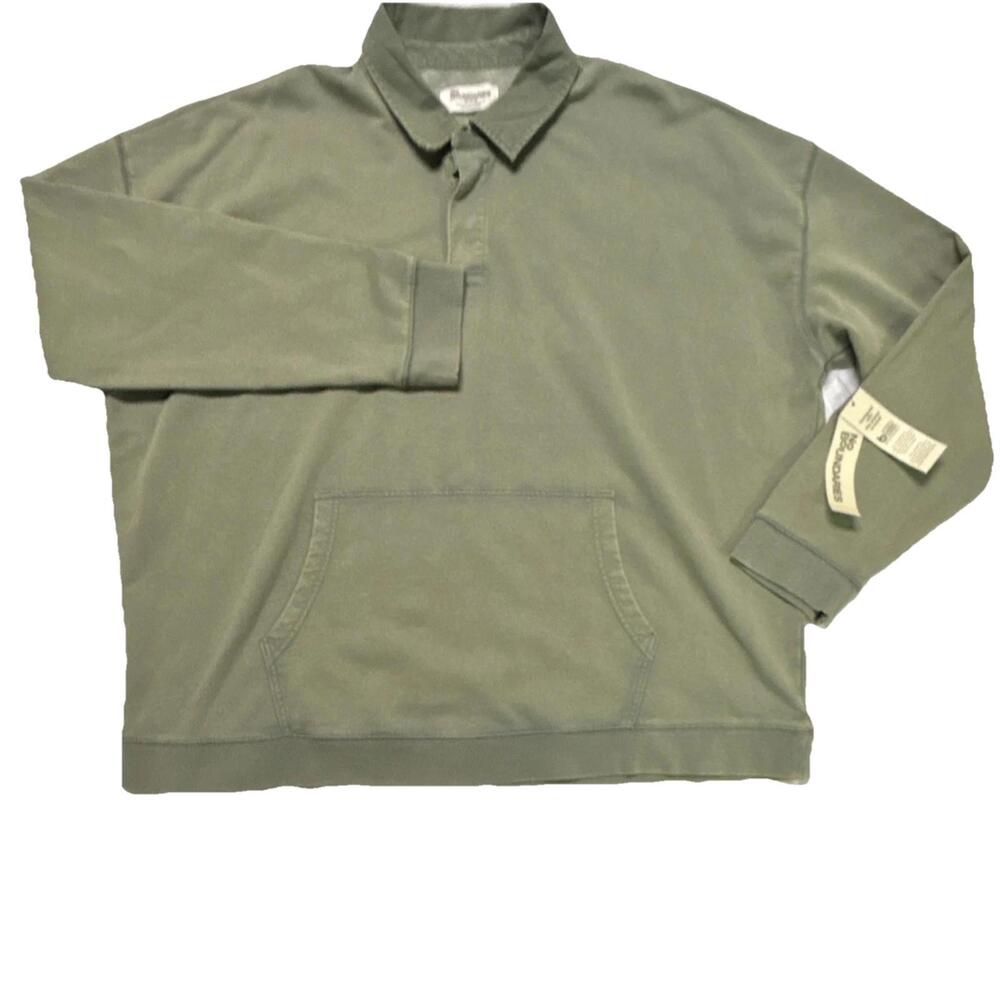 No Boundaries Oversized Fit Button-Up Shirt Green‎ Cotton Twill 2XL Long Sleeve